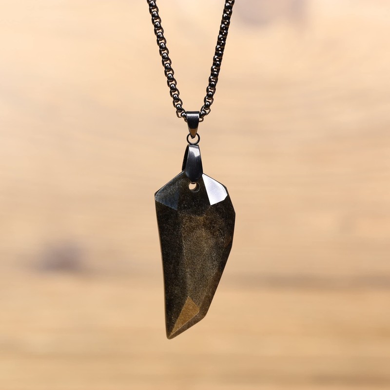 COAI Surfer Necklace Sharpener Pendant, Golden Obsidian, Obsidian