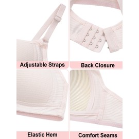 FEOYA 6 Pack Teens Training Bras for Girls Adjustable Cotton Bra with Padded Lightly Soft Cup Wireless Training Bra