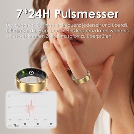 findtime Smart Rings for Men Women Smart Ring Android IOS Sleep Tracker Heart Rate Monitor Pedometer Heart Rate Fitness Ring Tracker Smart Ring Fitness Ring Fitness Tracker Sport Black Gold Silver