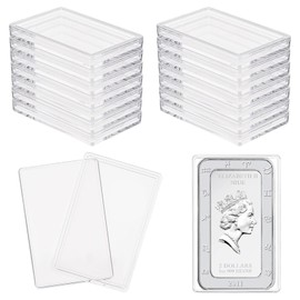 FINGERINSPIRE 18 Pcs Silver Bar Case 56x36mm Acrylic Silver Bar Holder Clear Storage Container Compatible Silver Bar Box for 1oz Silver Bar 1 Troy Ounce Bar Collection of coins