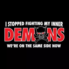 Handmade I STOPPED FIGHTING MY INNER DEMONS WE'RE ON THE SAME SIDE NOW  kitchen MAGNET