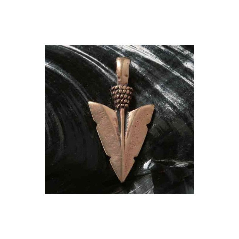 Arrowhead Bronze Pendant Necklace Jewellery, incl black cotton sting, Pendant