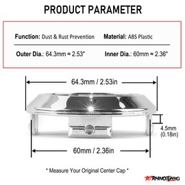 RhinoTuning Wheel Center Hubcaps 4pcs Silver ABS Plastic Wheel Center Covers Replacement of Rim for Wheel Center Hubs