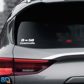 Smart (2 unidades) 0 a 60 calcomanías divertidas para coche, calcomanías de coche de batidor, calcomanías JDM lentas, calcomanías de vinilo troqueladas, color blanco, SD-774