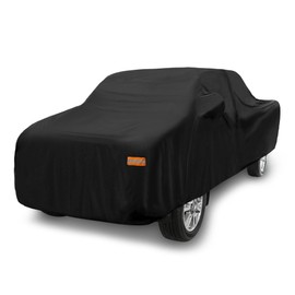 X AUTOHAUX Pickup Truck Car Cover for Toyota Tacoma Crew Cab Pickup 4 Door 6.1 Feet Bed 05-21 Outdoor Waterproof Sun Rain Dust Wind Snow Protection 190T PU with Driver Door Zipper Black