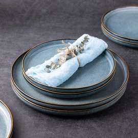 GBHOME Ceramic Dinnerware Sets for 4, 12 Pieces Stoneware Plates and Bowls Sets, Chip and Scratch Resistant Dishes, Dishwasher & Microwave Safe, Space Blue