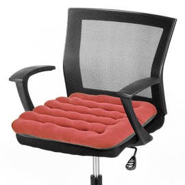 BUYUE Good Support Office Chair Cushion Padded, Soft Velvet Comfortable Non-Slip Seat Cushion for Computer Desk Kitchen Chair (1 Count, Rose)