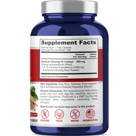 NusaPure American Ginseng 5000 mg - 200 Veggie Capsules (Vegetarian, Non-GMO, Gluten-Free)