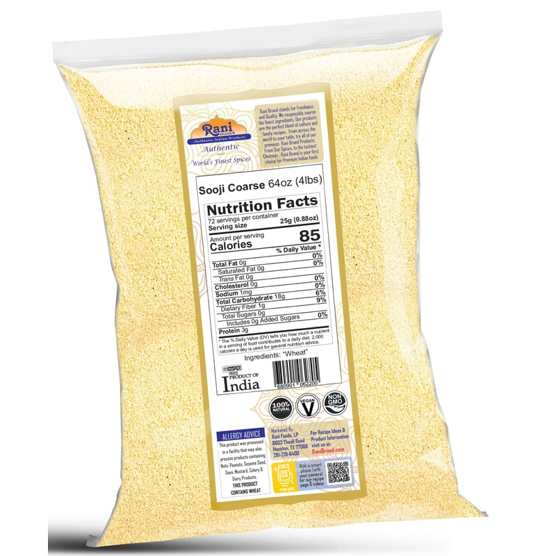 Rani Sooji Coarse (Farina, Suji, Rava, Rawa, Wheat Semolina) Flour