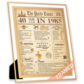 FALAMON Framed 1985 Birthday Poster UK, 40th Birthday Decorations for Women or Men Vintage Birthday Gifts 8x10 Inch Birthday Anniversary Poster Card for Grandparents, Husband, Wife, Mom, Dad