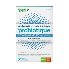 Genuine Health Advanced Gut Health Extra-Strength Probiotic, 60 count, 50 Billion CFU, Natural daily gut health and digestive support, 15 diverse and balanced strains per capsule, Dairy, soy & gluten-Free, Non-GMO, Vegan