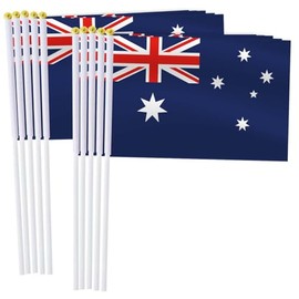 Australia Handheld Small Flag Set,10 PCS 5×8 Inch Mini Australian Hand Held Banner,Tiny Digital Printed Polyester Banner