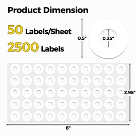 2500 Pcs Heavy Duty Hole Reinforcement Stickers - 1/4" Diameter Binder Hole Protectors, Self-Adhesive Paper Hole Reinforcements for 3-Ring Binders, Notebooks, & Punched Pages (Semi-Transparent)
