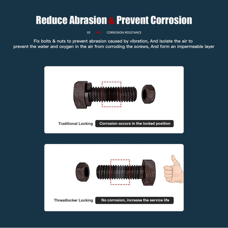 ESKONKE 3 Pack Thread Locker Blue 243 + Red 271