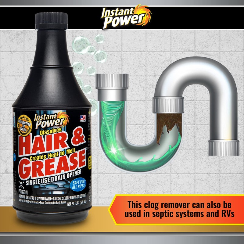 Instant Power Hair and Grease Drain Opener – Multipurpose Liquid