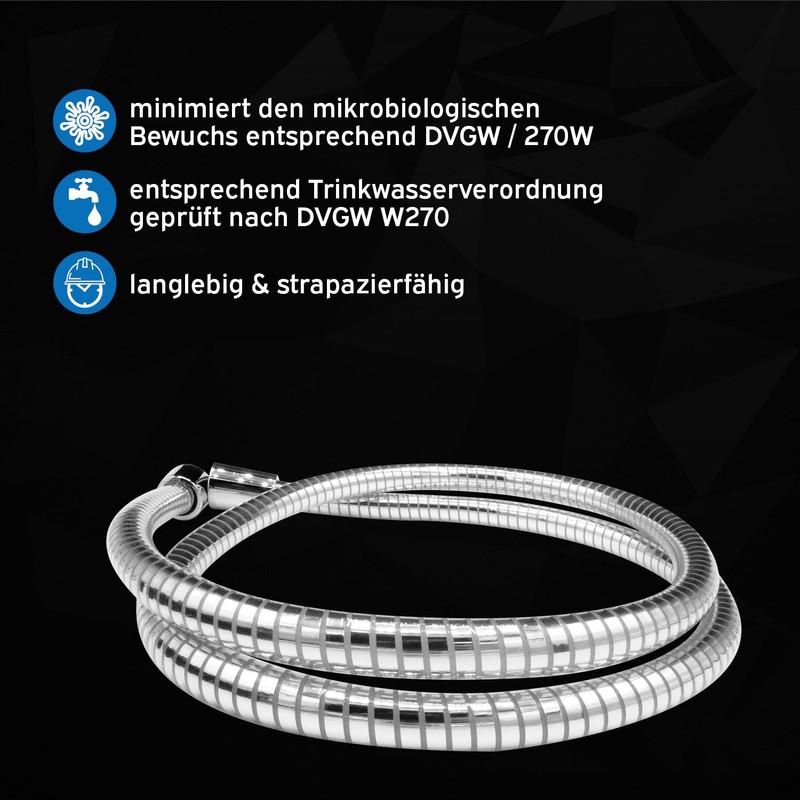 kör4u Chromflex Shower Hose 1.60 m, Six-Layer Design Plastic Hose,