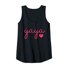 Womens Pink Heart Design That Says Yaya Gift for Grandma Women Tank Top