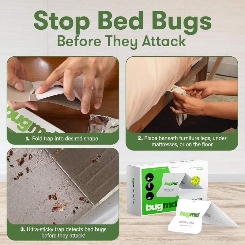 BugMD Bed Bug Trap (1 Pack, 12 Traps) - Interceptors,