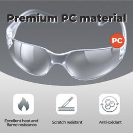 Mustbau Clear Safety Glasses Eye Protection Glasses Safety Goggles Anti Scratch, Anti Splash,UV Protection for Industrial Construction EN166 12pcs