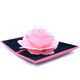 Tiardey Jewelry Box Rose Ring Box Flower Jewelry Gift Surprise Display Rings Holder Case Pendant Tray Valentine's Day Earrings Organizer - Pink