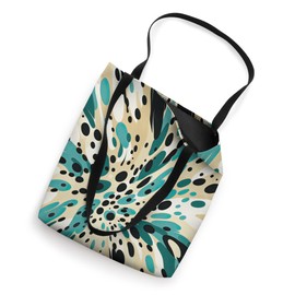 Teal Black Creme Leopard Pattern Boho Style Pattern Tote Bag