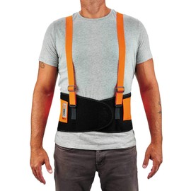 Ergodyne ProFlex 100HV Back Support Brace, High Visibility Support Belt, 8" Spandex Material, Removeable Straps