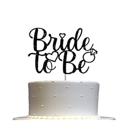 Decoración para tartas de novia a ser, ideas de decoración de fiesta de compromiso, despedida de soltera, decoración de alta calidad, purpurina resistente de doble cara, palo de acrílico. Fabricado en Estados Unidos (negro)