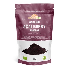 Organic Acai Berries Powder - Freeze-Dried - 50g. Brazilian Acai, Lyophilised, Raw. Extract from Açai Berry Pulp. Vegan & Vegetarian Friendly