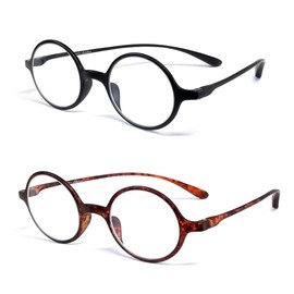 Calabria 721 Flexie Round Reading Glasses +0.75 Ebony/Tortoise 2 Pack Men/Women Bendable Flexible Single Power Readers TR90