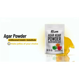 Fit Lane Nutrition Agar Agar Powder. Vegan (Vegetarian) Gelatin. Non GMO, Gluten Free 4 oz Bag