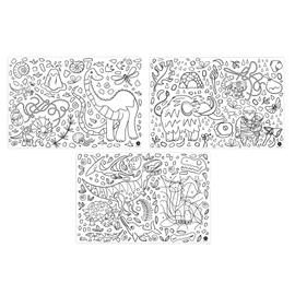 12 Placemats Children to Colour in, Paper Place Mats for Children: Dinosaur Motif, Colouring Pictures, Children's Placemats for Colouring, Mal Me Colourful