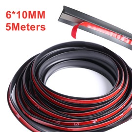 JoyFan 5 m / 16.5 ft edge protection for car doors, universal car door seal, rubber seal, rubber profile, door seal, car door, T-shaped car protection, sealing strip, engine cover (10 x 6 mm)