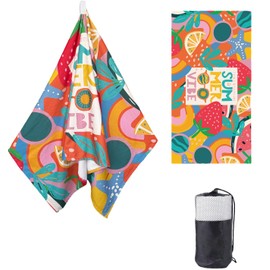 DJDEA Microfibre Beach Towel for Adults,Lightweight 90X180CM Large Beach Towel, Towelling Fabric Swimming Towel with Net Bag for Beach, Pool, SPA, Gym, Yoga, Bathroom