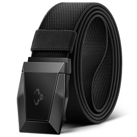 BULLIANT Tactical Belt for Men, Men Stretch Nylon Web Gift Belt 1.5"-Hiking Rigger Military Work-Quick Release(Black,42"-46" Waist Adjustable)