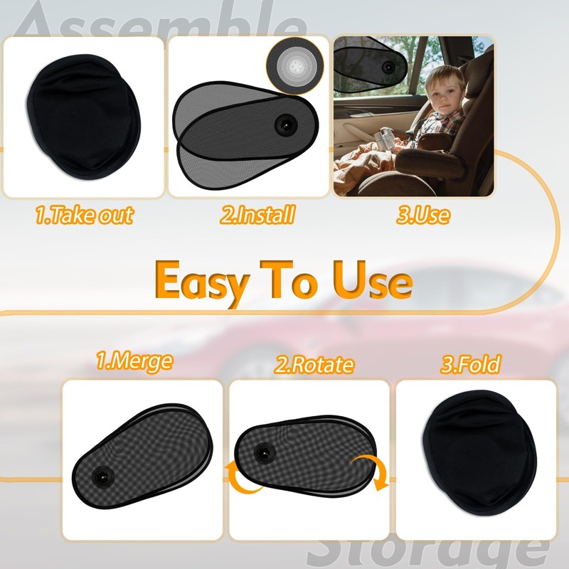 PUMHUBO 1 Pack Car Window Shades for Baby - Rotatable