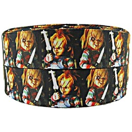 Chucky Doll Horror Character 1" Wide Repeat Ribbon Sold in Yards (10 Yards)