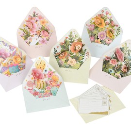moin Moin 2407me336 Envelope Shaped Pop-up Cards + Mini Message Cards + Envelopes, Set of 6 Types, Sparkle, Pop-Up, 3D Animal, Animal Motif, Greeting, Thank You, Birthday, Birthday, Dullness, Stylish,