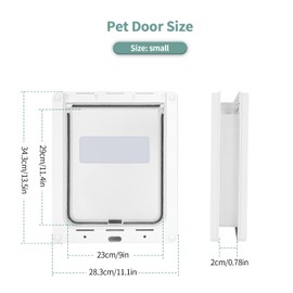 Small Doggie Door with Magnetic Locking Panel for Home Security - Durable & Weatherproof 13.5x11.1 for Small to Medium Dogs, Cats, Pets. Easy to Install
