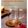 15 oz Double Walled Glass Coffee Mugs with Handles,Large Insulated