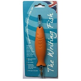 Penline THE WRITING FISH. Grip ergonomically designed in the UK as an aid for people with arthritis, grip difficulties, writer's cramp and other writing syndromes. Black ink.