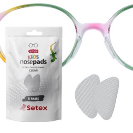 Setex Gecko Grip 0.6mm Anti Slip Eyeglass Nose Pads for Kids (5 Clear Pair) USA Made, 2000 Innovative Microstructured Fibers per Nose Pad, 0.6mm x 6mm x 10.88mm