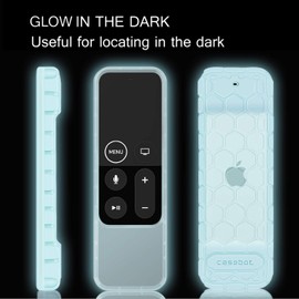 Fintie Protective Case for Apple TV 4K/ HD Siri Remote (1st Gen) - Honey Comb Lightweight Anti Slip Shockproof Silicone Cover for Apple TV 4K 5th 4th Gen Siri Remote Controller, Blue Glow