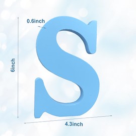 AOCEAN 6 Inch Blue Wood Letters Unfinished Wood Letters for Wall Decor Decorative Standing Letters Slices Sign Board Decoration for Craft Home Party Projects (S)