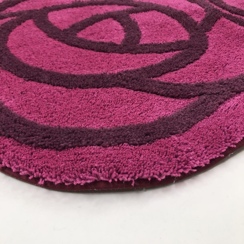 Purple Rose Motif Shaped Rose-Shaped Ear Length Toilet Mat, Rose