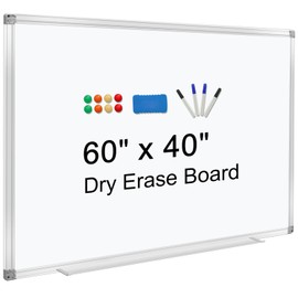 H-Qprobd Dry Erase Board for Wall 60"x40" Aluminum Presentation Magnetic Whiteboard with Long Pen Tray, Wall-Mounted White Board for School, Office and Home