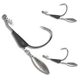 U.S.A. BASS TACKLE Tungsten Flash Swimmer - Weighted Swimbait Hooks Bass Fishing Hook Underspin Weedless Swim Bait Design Freshwater Largemouth Smallmouth Spotted Bass (1/4oz - 5/0 Hook)