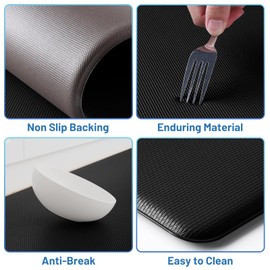 StepLively StepLively Kitchen Mat, 2 PCS Kitchen Rugs, Cushioned Kitchen Mats for Floor, Anti Fatigue Kitchen Rug Set, Non-Skid Standing Mat for Kitchen, Office, Sink, 17.3"x30"+17.3"x47", Black