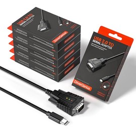 DriverGenius SerialEdgeX Series | USB-C to RS232 (DB9) Adapter with 3 LED Indicators (TX, RX, PWR), Compatible with Windows 11 and macOS 15 【USB232A-B-C, 6-Pack】
