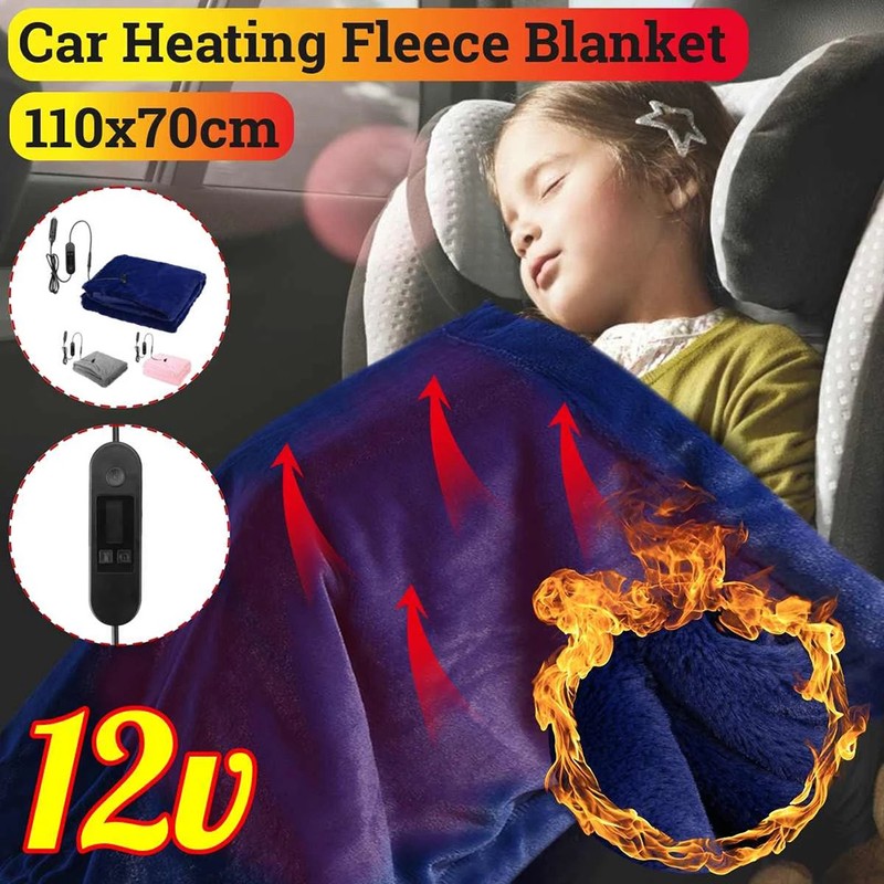 Car Heated Blanket Warm 12V Artificial Fleece Temperature Control Heating