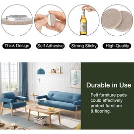 YELANON Felt Furniture Pads - 80 Pcs Furniture Pads for Hardwoods Floors, Cuttable Felt Chair Pads, Anti Scratch Floor Protectors for Chair Legs, Furniture Felt Pads Self Adhesive, Beige